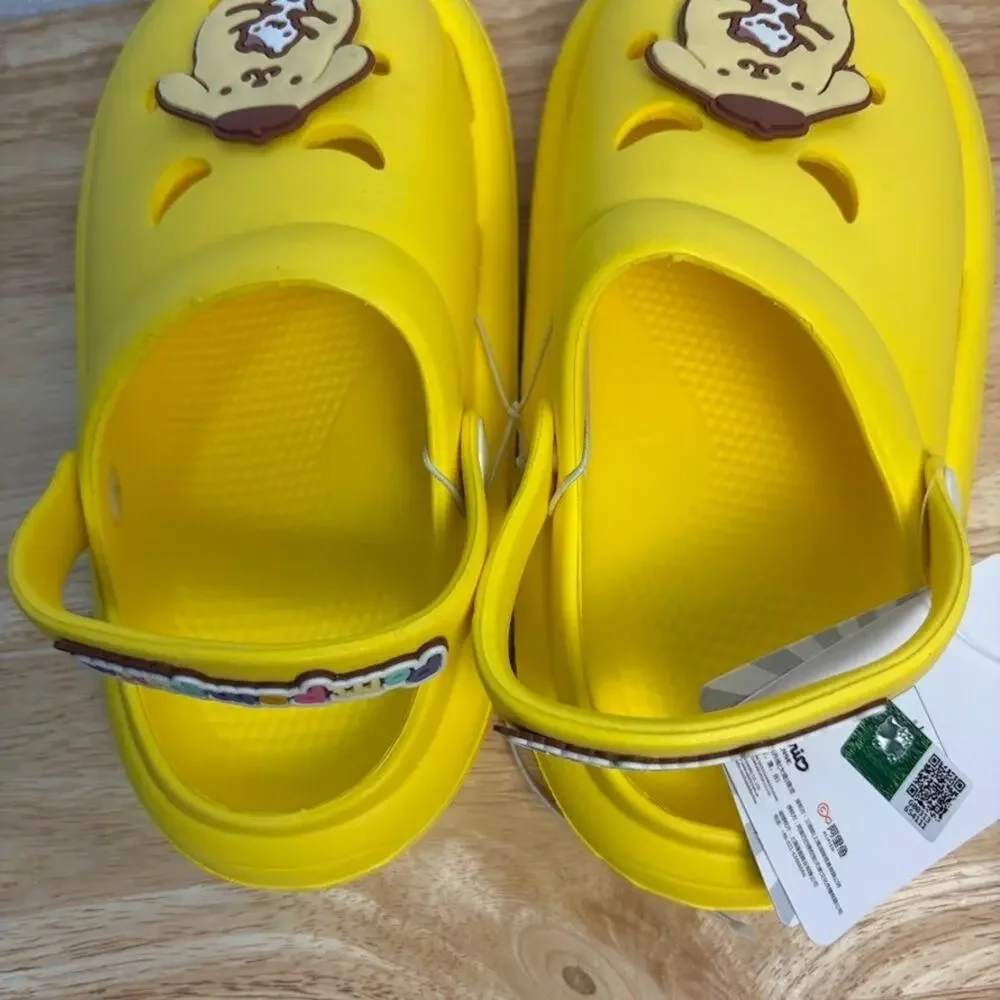 Sanrio Pompompurin Clogs Yellow Slip On Rubber Sandals NEW Kids Size US 1 EU 32